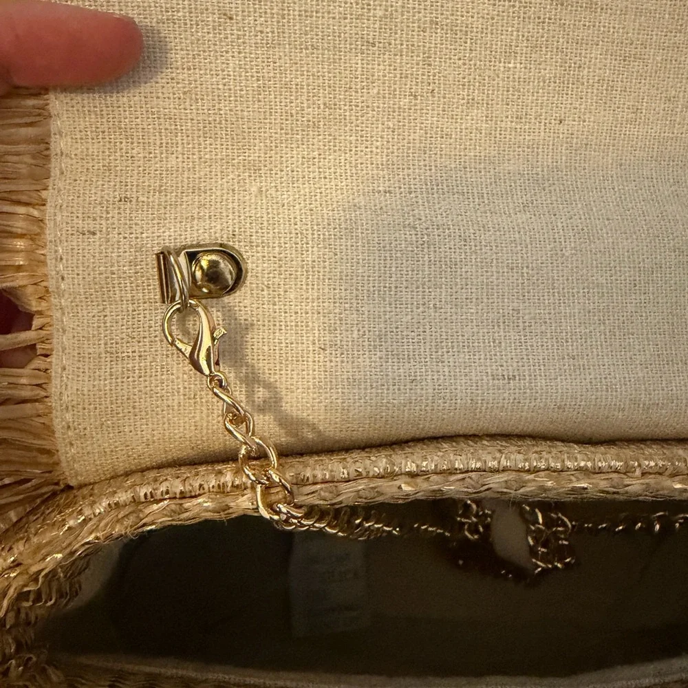 NWT Tommy Bahama Metallic Raffia Bamboo Top Handle Shoulder Bag Cult Gaia Ozzy - Picture 5 of 7